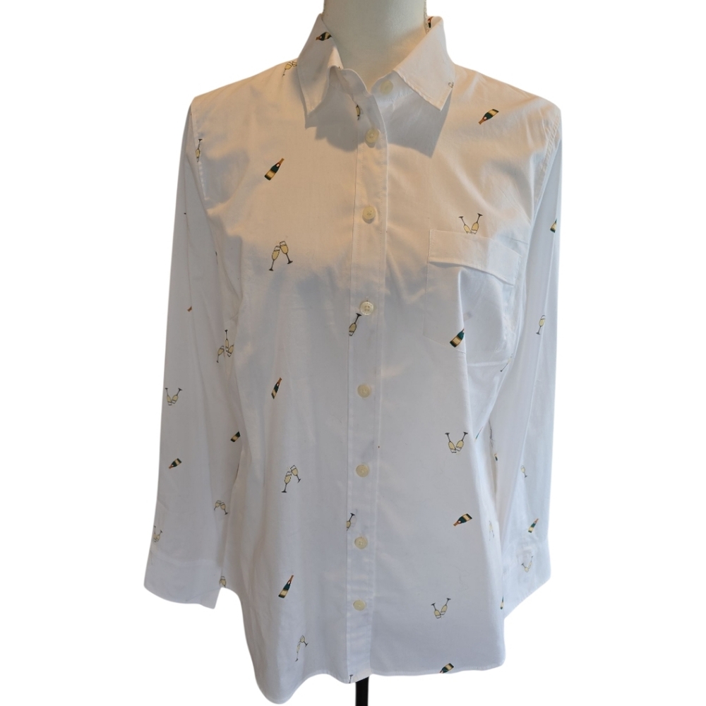 J. Crew NWT Button Up Poplin Shirt in Champagne Toast Size Medium White - Picture 3 of 11